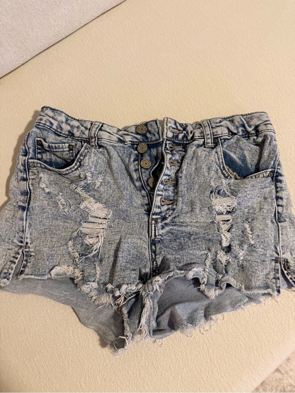 Indigo Rein Distressed Light Blue Denim Women's Shorts